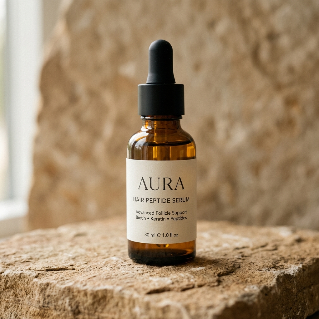 Hair-care serum bottle used as an example routine shelf item
